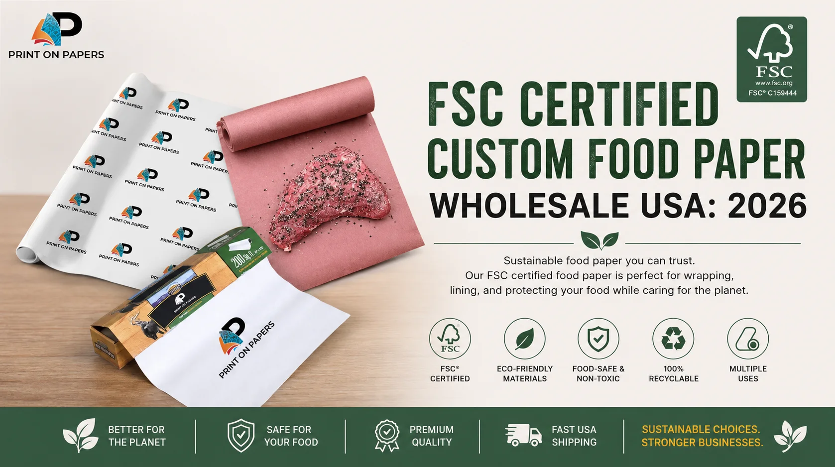 FSC Certified Custom Food Paper Wholesale USA