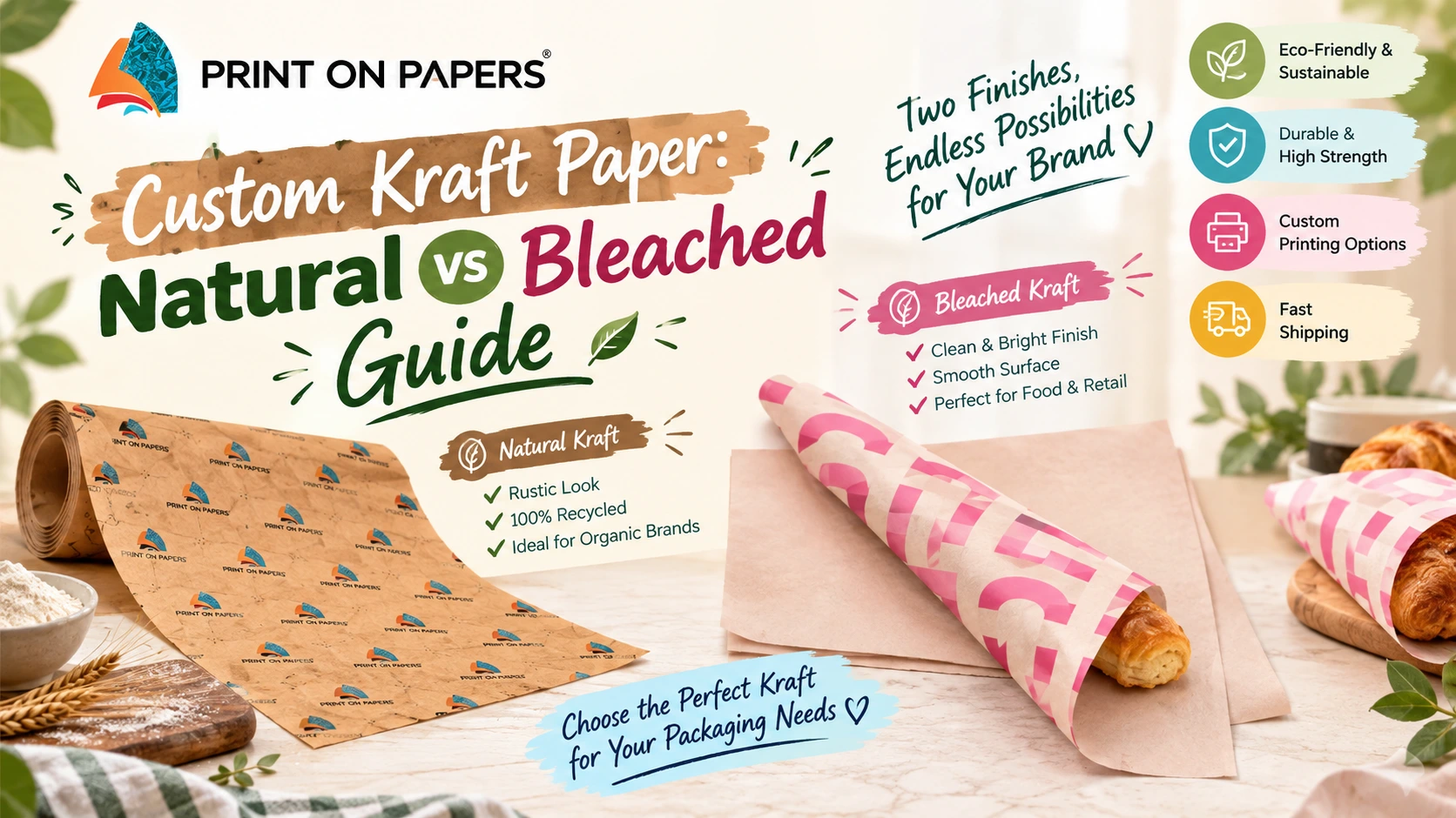 Comparing custom kraft paper for food wrapping